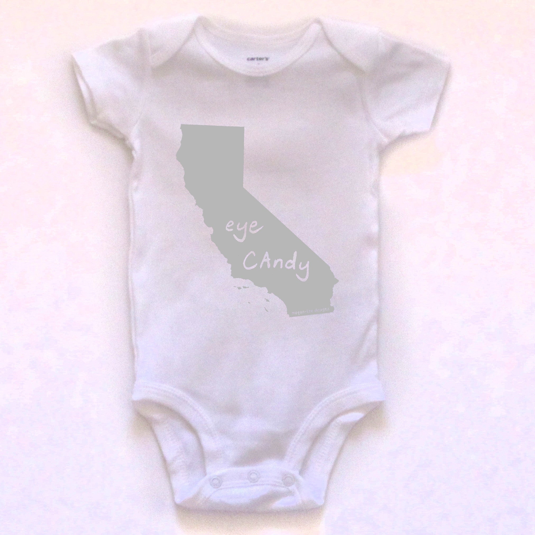 California : eye CAndy bodysuit (white), Baby Apparel - Megan Lee Designs