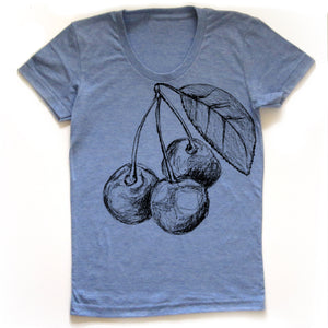 Cherries : women tri-blend tee, Women's Apparel - Megan Lee Designs