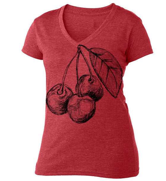 Cherries Women V-neck - Megan Lee Designs