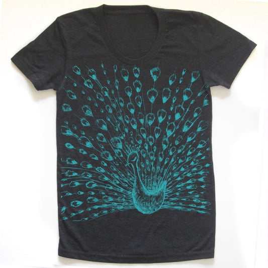 Women Tri-Blend Tee – Fanned Peacock Shirt | Soft Tri Blend Fabric Top