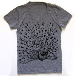 Fanned peacock : women tri-blend tee