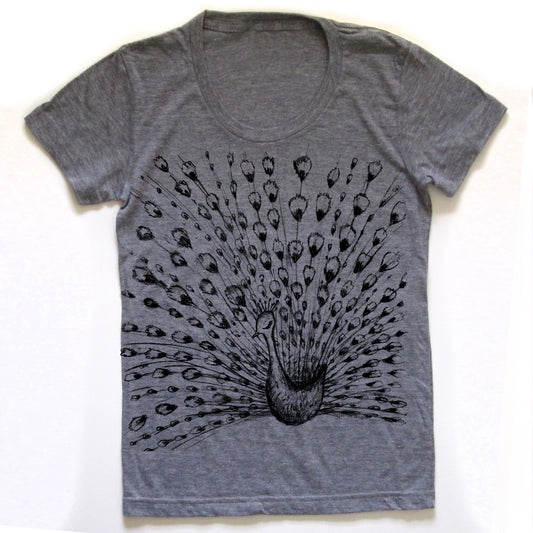 Women Tri-Blend Tee – Fanned Peacock Shirt | Soft Tri Blend Fabric Top