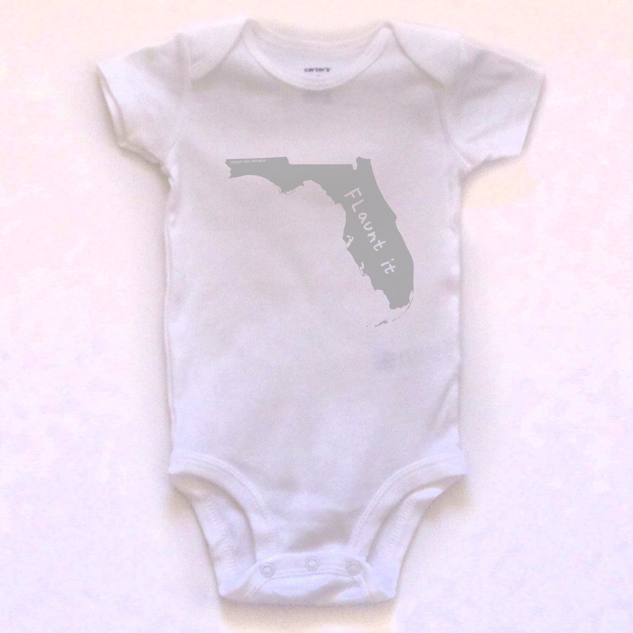 Florida : FLaunt it bodysuit (white), Baby Apparel - Megan Lee Designs