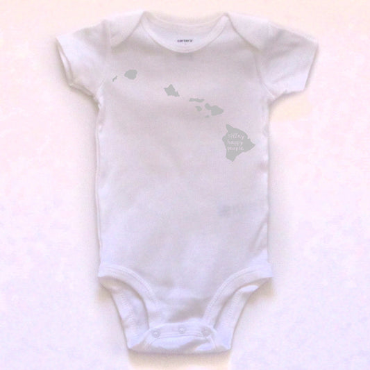 Hawaii : sHIny happy people bodysuit (white), Baby Apparel - Megan Lee Designs