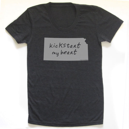 Kansas : kicKStart my heart women tri-blend tee, Women's Apparel - Megan Lee Designs