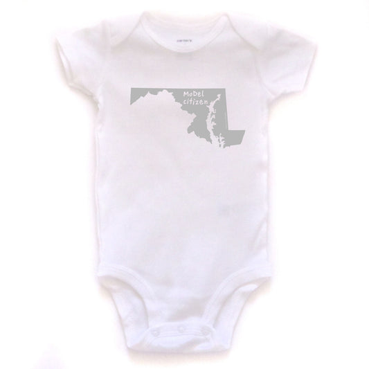 Maryland : MoDel citizen bodysuit (white), Baby Apparel - Megan Lee Designs