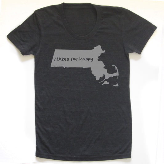 Massachusetts : MAkes me happy women tri-blend tee, Women's Apparel - Megan Lee Designs