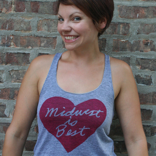 Midwest is Best : women racerback tri-blend tank, Women's Apparel - Megan Lee Designs