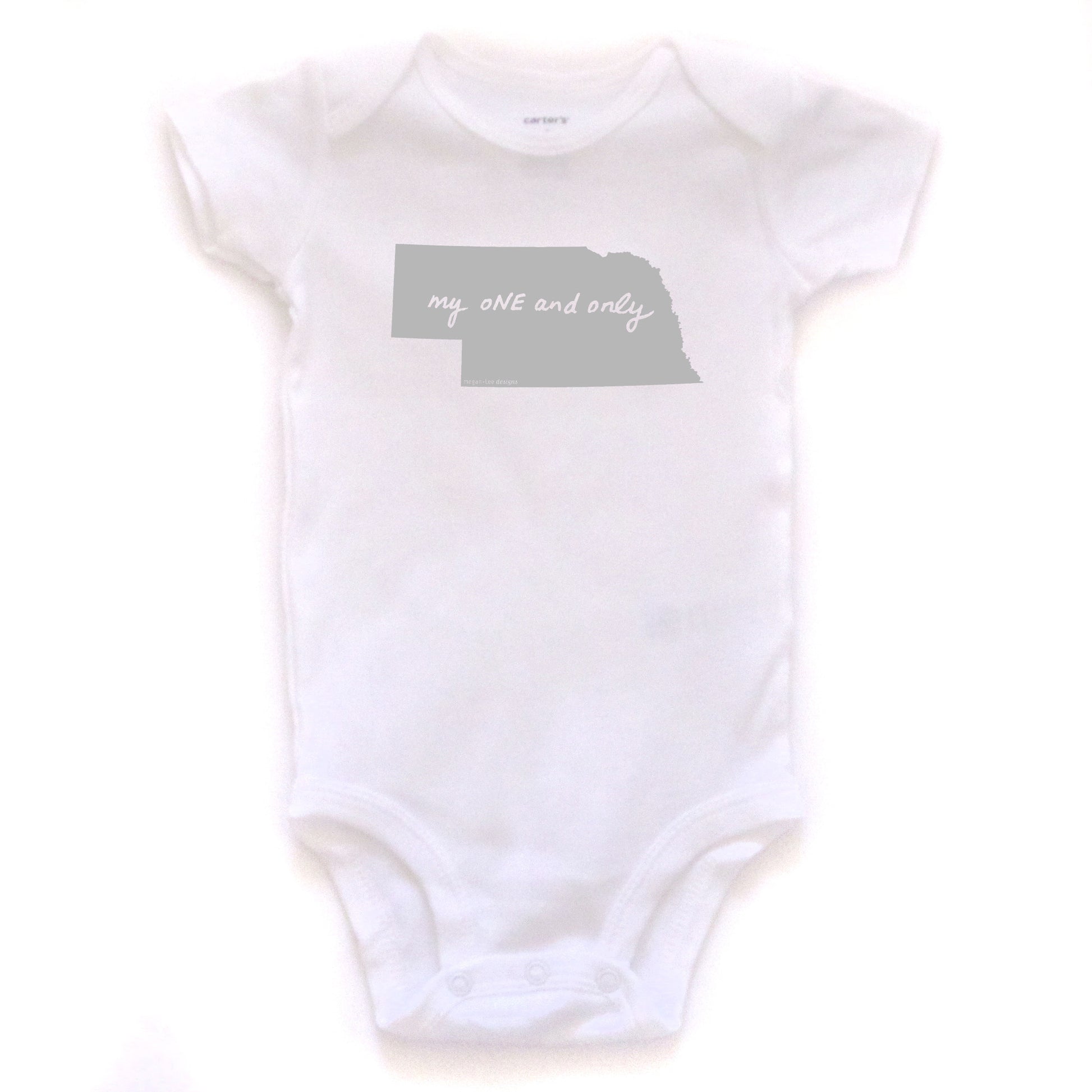 Nebraska : my oNE and only bodysuit (white), Baby Apparel - Megan Lee Designs