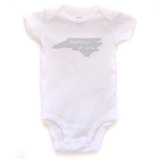 North Carolina : buNChes of love bodysuit (white), Baby Apparel - Megan Lee Designs