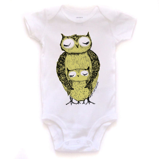 Baby Owl Onesie – Soft Cotton Infant Bodysuit | Printed Machine Washable by Megan Lee Designs