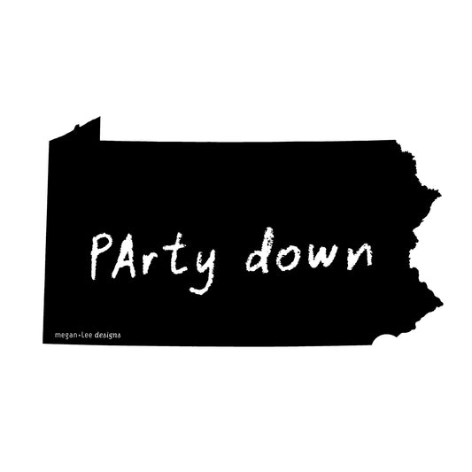 Pennsylvania : PArty down bodysuit (white), Baby Apparel - Megan Lee Designs