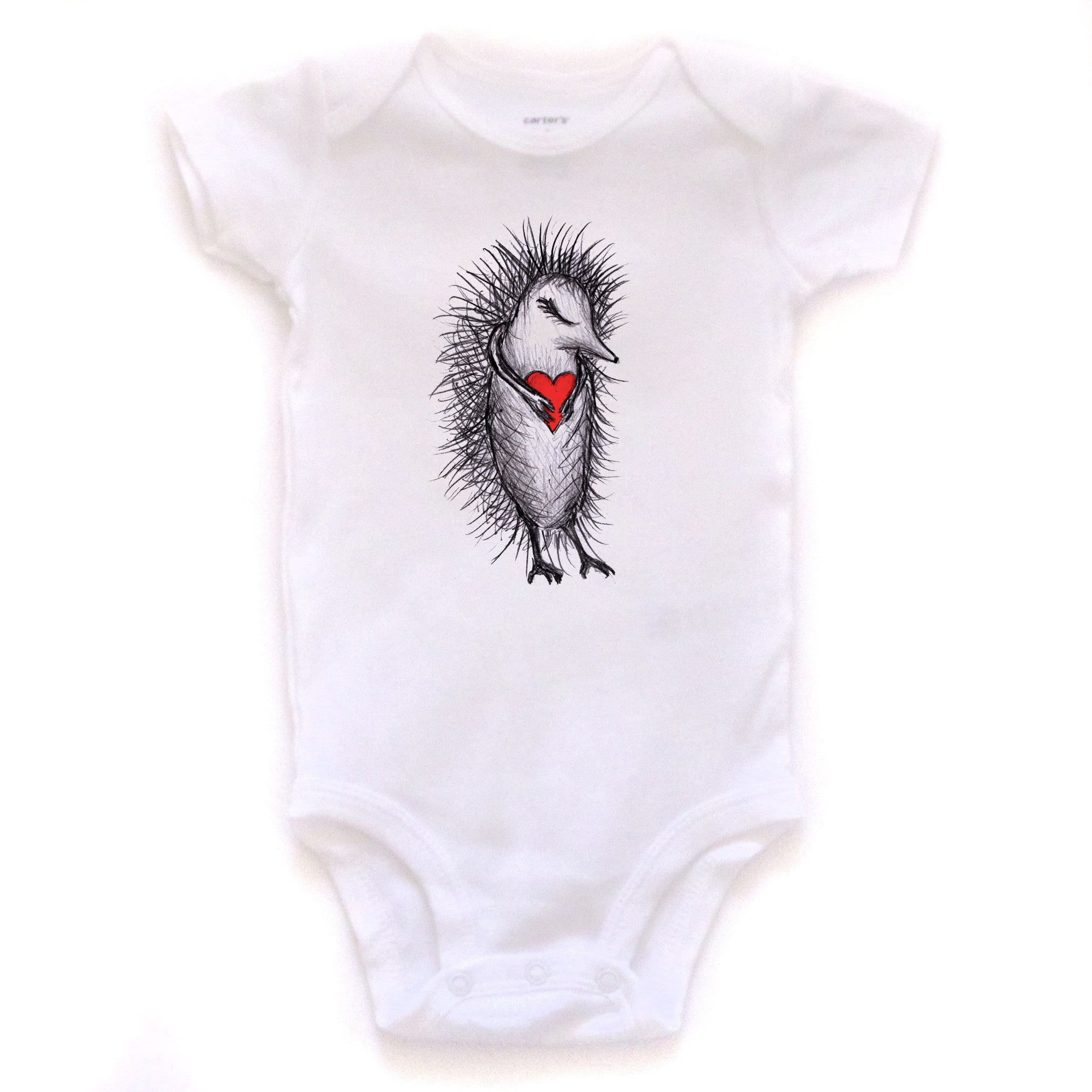 Porcupine : bodysuit (white), Baby Apparel - Megan Lee Designs