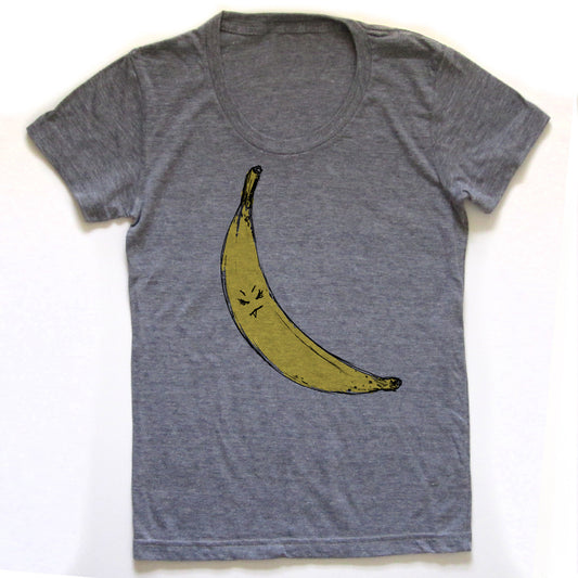 Women Tri-Blend Tee – Snaggletooth Banana Design | Soft Cotton Graphic Shirt