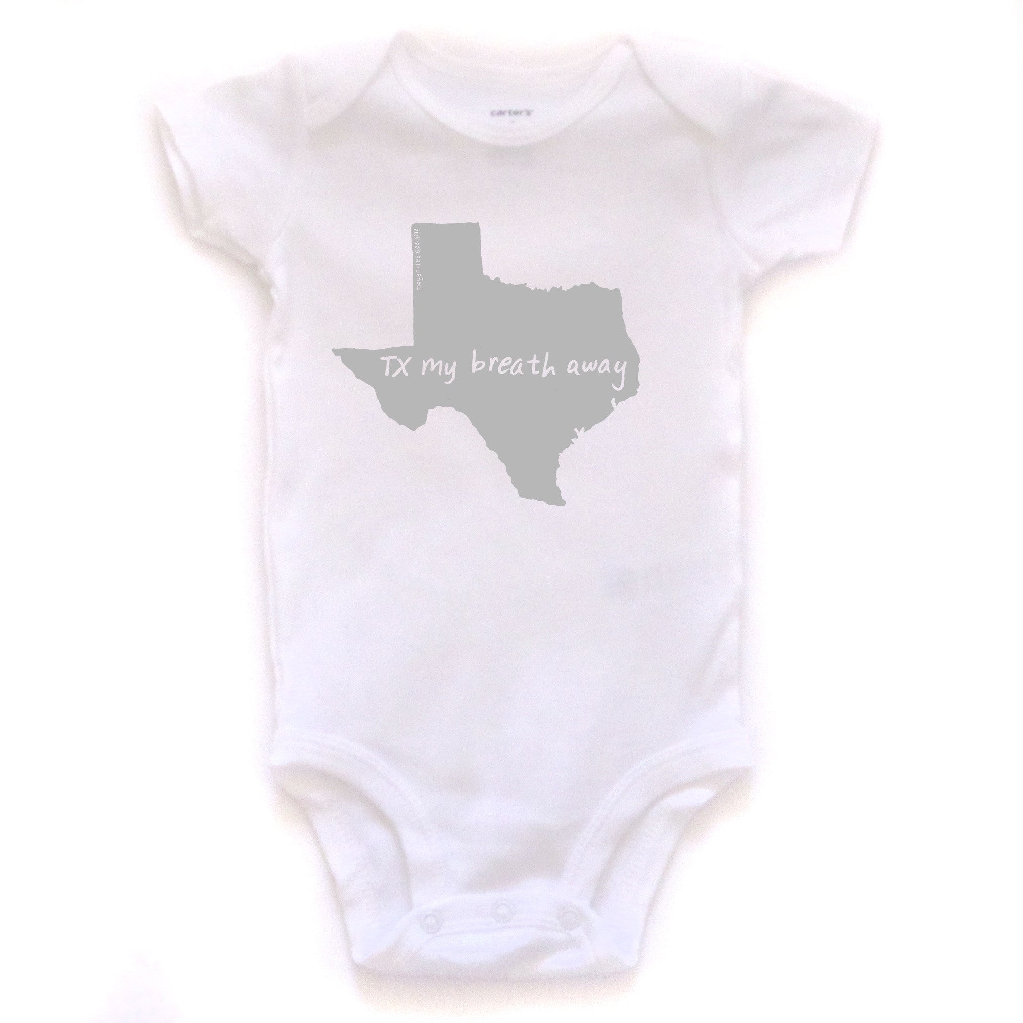 Texas : TX my breath away bodysuit (white), Baby Apparel - Megan Lee Designs
