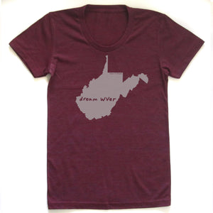 West Virginia : dream WVer women tri-blend tee, Women's Apparel - Megan Lee Designs