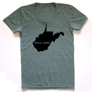 West Virginia : dream WVer women tri-blend tee, Women's Apparel - Megan Lee Designs