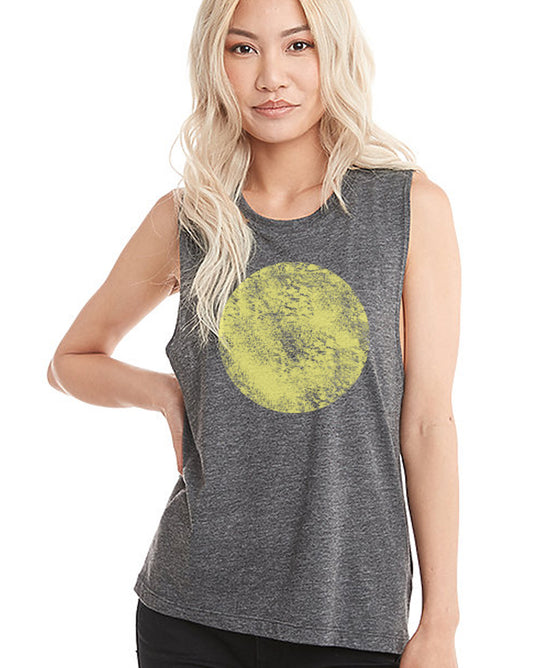 Festival Muscle Tank - Slouchy Cotton Blend Top With Extended Hem For Women