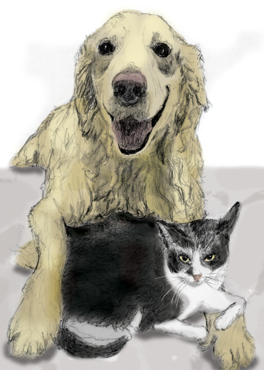 Animal Portrait Add-On | Custom Pet Portrait With Multiple Animals - Megan Lee Designs