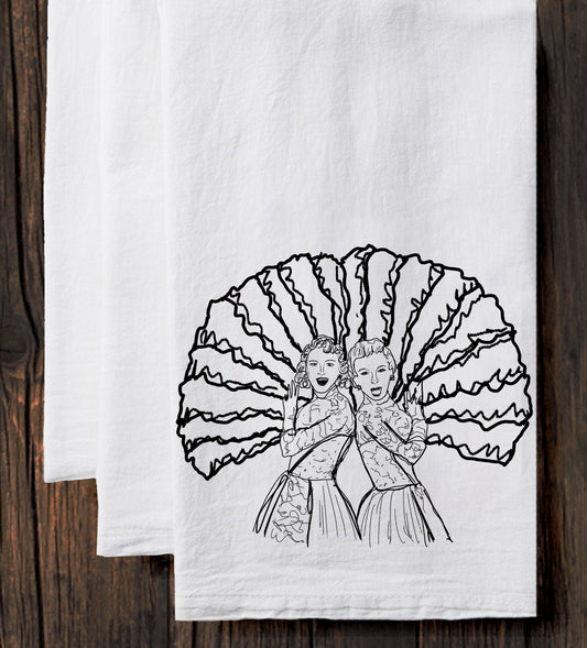 Sisters Tea Towel – Hand Printed Cotton Kitchen Towel | Eco Friendly Gift
