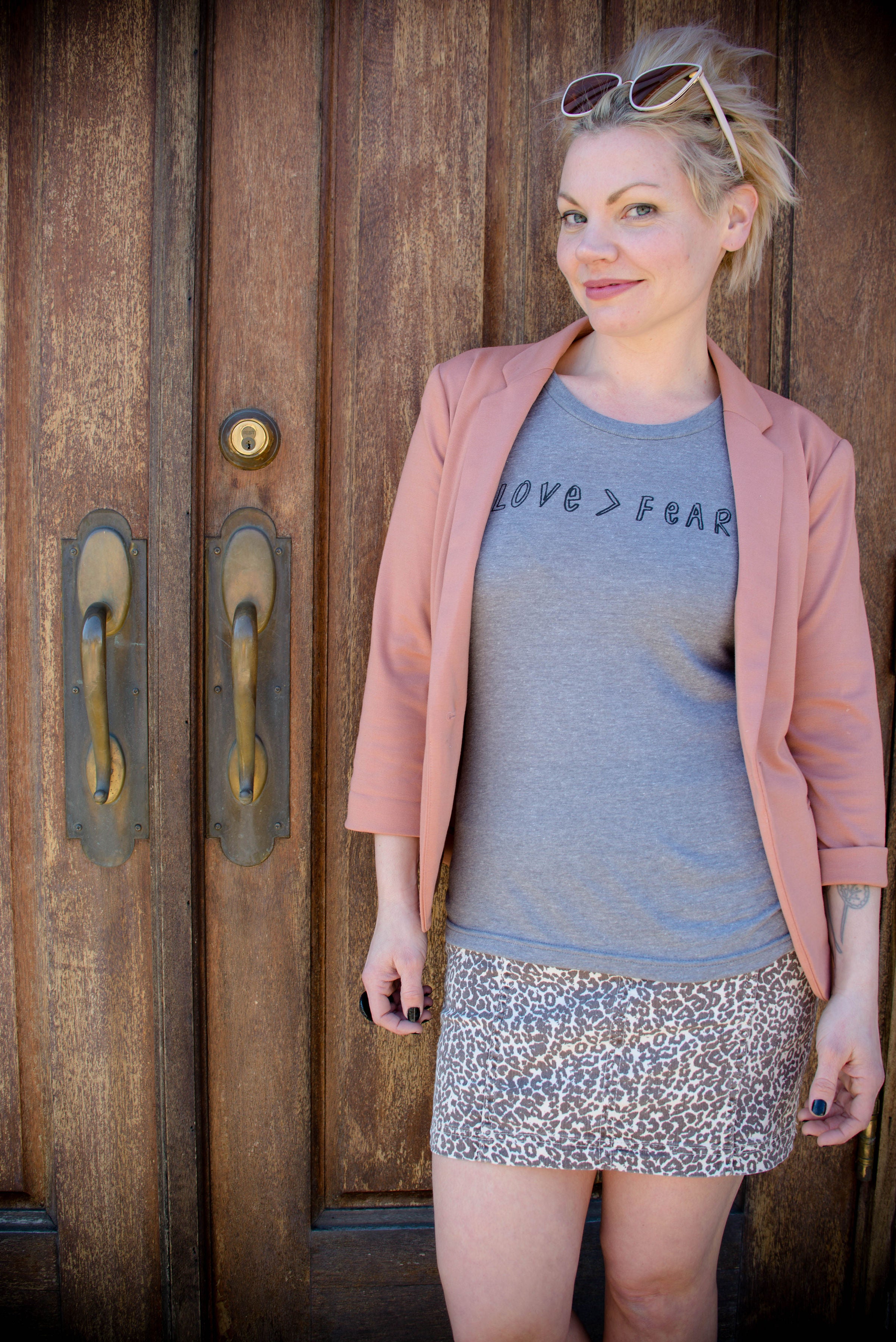 Love > Fear : women's tri-blend tee