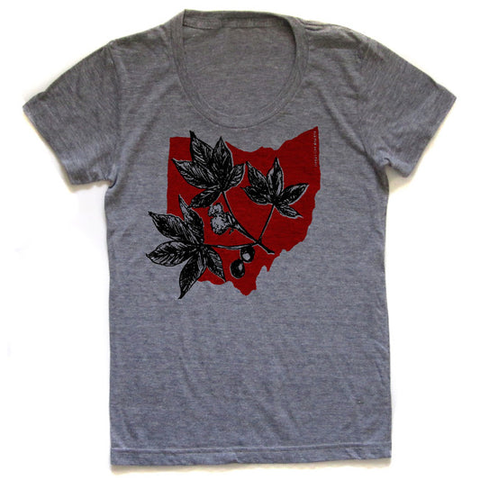 Women's Tri-Blend T-Shirt – Ohio Buckeyes Shirt With Hand-Drawn Illustration Design