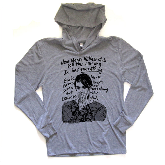 Unisex Hoodie - Library Themed Graphic Pullover | Hand Printed Cozy Reading Apparel