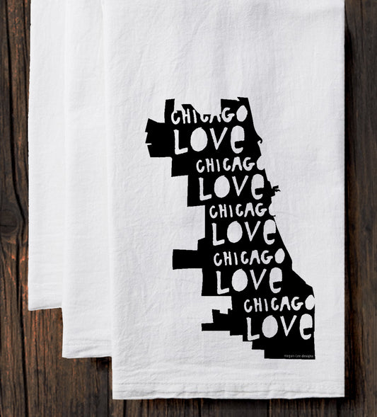 Chicago Love Tea Towel – Soft Cotton Kitchen Linen by Megan Lee Designs