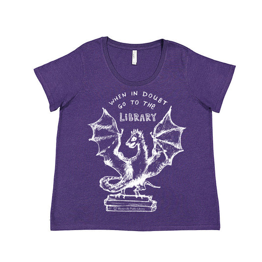 Plus Women's T-Shirt - Printed Dragon Book Lover Tee | Soft Cotton Casual Top