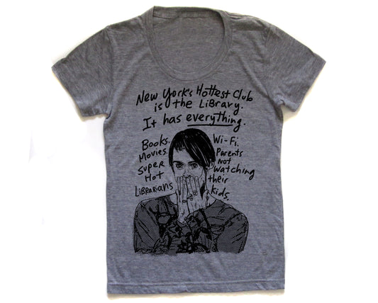 Women Tri-Blend Tee – Heather Blend Top With Library Design | Soft Cotton