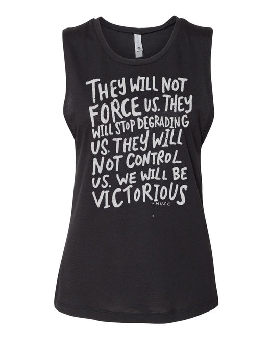 Women's Flowy Muscle Tank - Fight Design | Soft Breathable Fabric, Loose Fit Tee