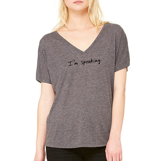 Women's Slouchy V-Neck Tee – Hand Printed Soft Poly Viscose Casual Top